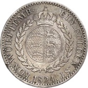 1 Gulden - William I, Germany, 1824 reverse image