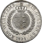 1 Gulden - William I, Germany, 1824 reverse image