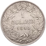 1 Gulden - William I, Germany, 1839-1841 reverse image
