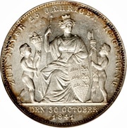 1 Gulden - William I Silver Jubilee, Germany, 1841 reverse image