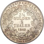 2 Thalers / 3½ Gulden - William I, Germany, 1840-1855 reverse image