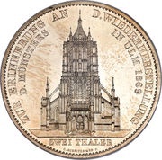 2 Thalers / 3½ Gulden - Charles I Ulm Cathedral, Germany, 1869-1871 reverse image