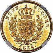 5 Gulden - William I, Germany, 1824-1835 reverse image