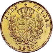 5 Gulden - William I, Germany, 1836 reverse image