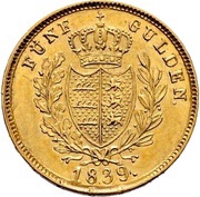 5 Gulden - William I, Germany, 1839 reverse image