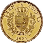 10 Gulden - William I, Germany, 1824-1825 reverse image