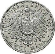 2 Marks - William II Pattern, Germany, 1913 reverse image
