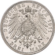 3 Mark - William II Silver wedding anniversary, Germany, 1911 reverse image