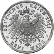 3 Mark - William II, Germany, 1911 reverse image