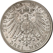 3 Mark - William II Silver wedding anniversary, Germany, 1911 reverse image