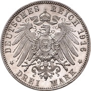 3 Mark - William II 25 years of reign, Germany, 1916 reverse image
