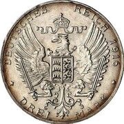 3 Mark - William II 25 years of reign, Germany, 1916 reverse image