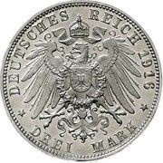 3 Mark - William II 25 Years of Reign - Pattern, Germany, 1916 reverse image