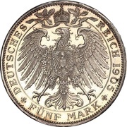 5 Mark - William II, Germany, 1905 reverse image