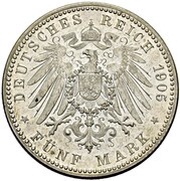 5 Mark - William II, Germany, 1905 reverse image