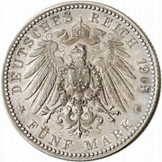 5 Mark - William II Pattern, Germany, 1905 reverse image
