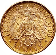 20 Mark - William II, Germany, 1894-1914 reverse image
