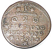 ½ Pfenning - Charles Philip of Greiffenklau-Vollraths, Germany, 1751 reverse image