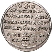3 Kreuzers - John Philip of Greiffenklau of Vollraths Death, Germany, 1719 reverse image