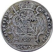 20 Kreuzers - Adam Frederick of Seinsheim Konventionskreuzer, Germany, 1764-1770 reverse image