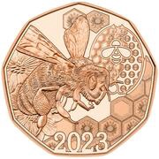 5 Euros Waggle dance, Austria, 2023 reverse image