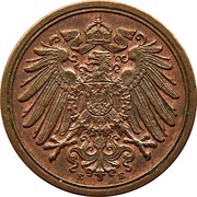 1 Pfennig - Wilhelm II type 2 - small shield obverse image
