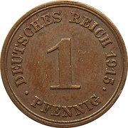 1 Pfennig - Wilhelm II type 2 - small shield, Germany, 1890-1916 reverse image