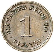 1 Pfennig - Wilhelm II type 2 - small shield - Pattern, Germany, 1903 reverse image