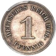 1 Pfennig - Wilhelm II Pattern, Germany, 1906 reverse image
