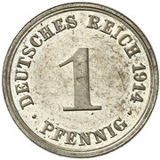 1 Pfennig - Wilhelm II type 2 - small shield - Pattern, Germany, 1914 reverse image