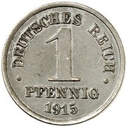 1 Pfennig - Wilhelm II type 1 - large shield - Pattern, Germany, 1915 reverse image