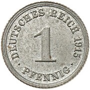 1 Pfennig - Wilhelm II type 2 - small shield - Pattern, Germany, 1915 reverse image