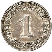 1 Pfennig - Wilhelm II type 2 - small shield - Pattern, Germany, 1915 reverse image
