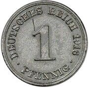 1 Pfennig - Wilhelm II type 2 - small shield - Pattern, Germany, 1916 reverse image