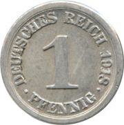 1 Pfennig - Wilhelm II type 1 - large shield, Germany, 1916-1918 reverse image