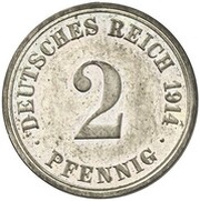 2 Pfennig - Wilhelm II type 2 - small shield - Pattern, Germany, 1914 reverse image