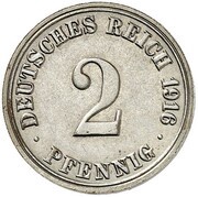 2 Pfennig - Wilhelm II type 2 - small shield - Pattern, Germany, 1916 reverse image