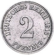 2 Pfennig - Wilhelm II type 2 - small shield - Pattern, Germany, 1916 reverse image