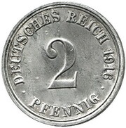 2 Pfennig - Wilhelm II type 2 - small shield - Pattern, Germany, 1916 reverse image