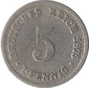 5 Pfennig - Wilhelm I type 1 - large shield, Germany, 1874-1889 reverse image