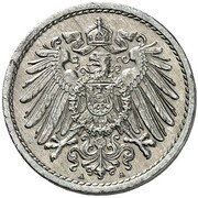 5 Pfennig - Wilhelm II type 2 - small shield - Pattern obverse image