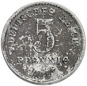 5 Pfennig - Wilhelm II type 2 - small shield - Pattern reverse image