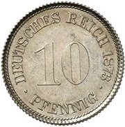 10 Pfennig - Wilhelm I Pattern, Germany, 1873-1875 reverse image