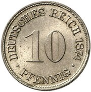 10 Pfennig - Wilhelm I Pattern, Germany, 1874 reverse image
