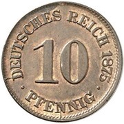 10 Pfennig - Wilhelm I Pattern, Germany, 1875 reverse image