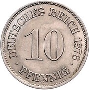 10 Pfennig - Wilhelm I type 1 - large shield - Pattern, Germany, 1876 reverse image