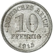 10 Pfennig - Wilhelm II Pattern, Germany, 1915 reverse image