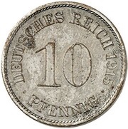 10 Pfennig - Wilhelm II type 2 - small shield - Pattern, Germany, 1915 reverse image