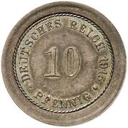 10 Pfennig - Wilhelm II type 2 - small shield - Pattern reverse image
