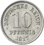 10 Pfennig - Wilhelm II type 2 - small shield - Pattern, Germany, 1917 reverse image
